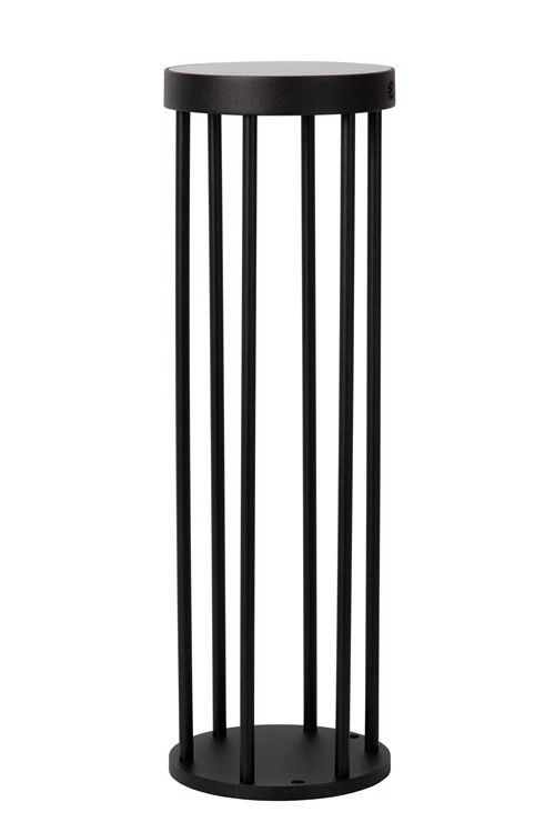 Lucide JACKSON - Borne extérieur- Énergie Solaire - Ø 16 cm - LED Dim. - 1x2W 3000K - IP65- Détecteur De Mouvement & Jour/Nuit - Noir - éteint